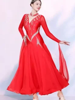 Ballroom Dance Costumes Black Women's Elegant Lycra Spandex Dance Dress