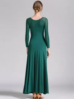 Ballroom Dance Costumes Black Women's Elegant Transparente Jewel Neck Polyester Dress Dance Dress