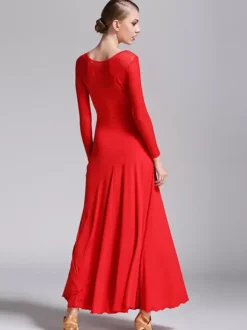 Ballroom Dance Costumes Black Women's Elegant Transparente Jewel Neck Polyester Dress Dance Dress