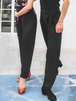 Ballroom Dance Costumes Black Unisex Bottoms Polyester Long Pants Dance Wear
