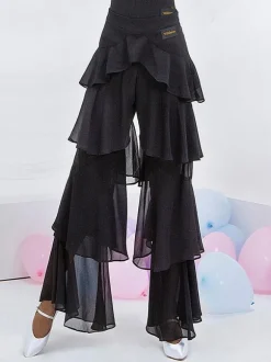 Ballroom Dance Costumes Black Polyester Bottoms Flared Pants Dance Dress