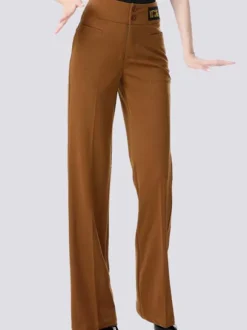 Ballroom Dance Costumes Coffee Brown Women's Polyester Pants Dance Dress