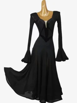 Ballroom Dance Costumes Green Women's Color Block Lycra Spandex Dress Ruffles Dance Dress