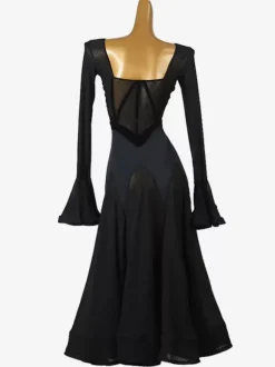 Ballroom Dance Costumes Green Women's Color Block Lycra Spandex Dress Ruffles Dance Dress