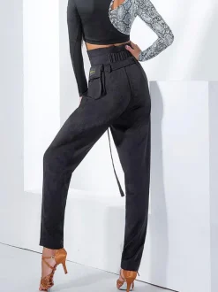 Ballroom Dance Costumes Khaki Lycra Spandex Pants Dancing Wear For Women