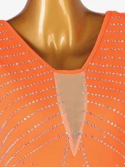 Ballroom Dance Costumes Orange Women's Lycra Spandex Dress Dance Wear