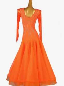Ballroom Dance Costumes Orange Women's Lycra Spandex Dress Dance Wear