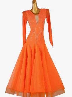 Ballroom Dance Costumes Orange Women's Lycra Spandex Dress Dance Wear
