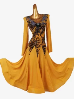Ballroom Dance Costumes Orange Women's Lycra Spandex Dress Dance Wear