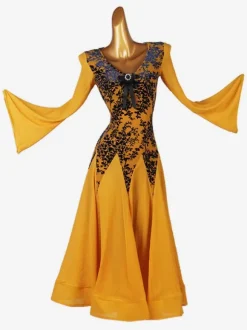 Ballroom Dance Costumes Orange Women's Lycra Spandex Dress Dance Wear