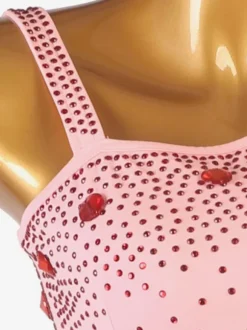 Ballroom Dance Costumes Pink Women's Sexy Polyester Dancer Bodycon Dress Rhinestones Dance Wear