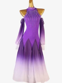 Ballroom Dance Costumes Purple Women's Lycra Spandex Dress Dancing Wear