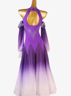 Ballroom Dance Costumes Purple Women's Lycra Spandex Dress Dancing Wear
