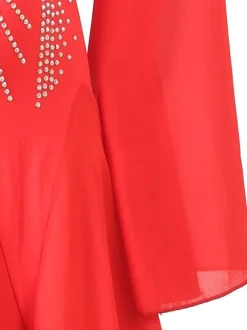 Ballroom Dance Costumes Red Women's Sexy Polyester Rhinestones Dress Dancer Dance Dress