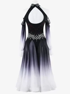 Ballroom Dance Costumes Royal Blue Women's Sexy Ombre Lycra Spandex Dress Rhinestones Dance Dress