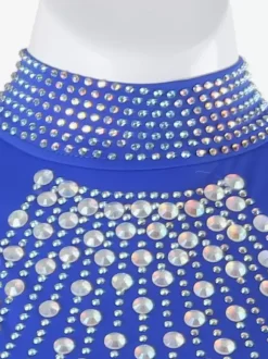 Ballroom Dance Costumes Royal Blue Women's Sexy Ombre Lycra Spandex Dress Rhinestones Dance Dress