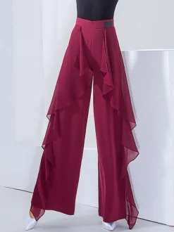 Ballroom Dance Costumes Ture Red Polyester Pants Dance Dress
