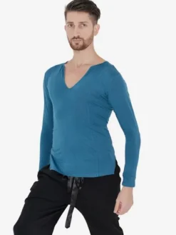 Ballroom Dance Costume Top Men White Long Sleeve Practice Dancing Clothes