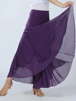 Ballroom Dance Costume Women's Red Performance Long Swing Skirt