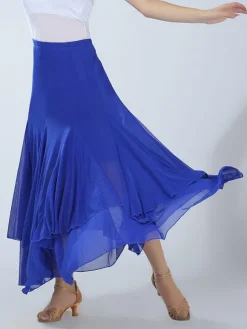 Ballroom Dance Costume Women's Red Performance Long Swing Skirt
