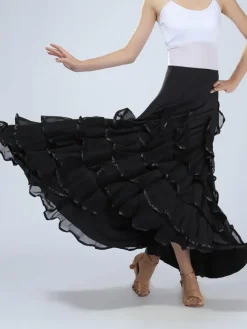 Ballroom Dance Costume Women's Red Performance Maxi Skirt