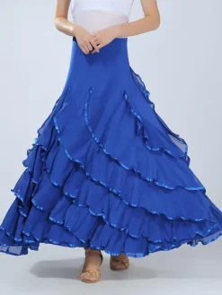 Ballroom Dance Costume Women's Red Performance Maxi Skirt