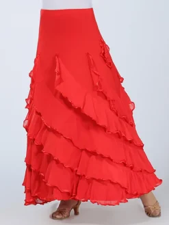 Ballroom Dance Costume Women's Red Performance Maxi Skirt