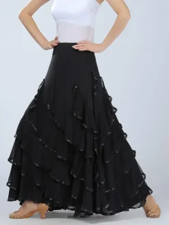 Ballroom Dance Costume Women's Red Performance Maxi Skirt