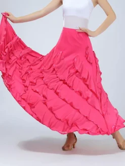 Ballroom Dance Costume Women's Red Performance Maxi Skirt