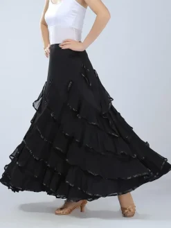 Ballroom Dance Costume Women's Red Performance Maxi Skirt