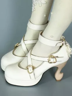 Baroque Lolita Footwear Strappy Metal Buckle Bow Platform Lolita High Heels