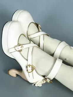 Baroque Lolita Footwear Strappy Metal Buckle Bow Platform Lolita High Heels