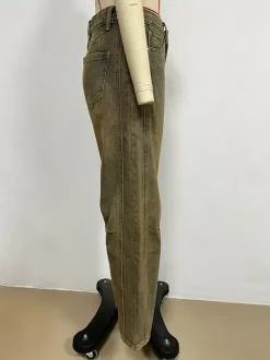 Barrel Leg Jeans For Women - Horseshoe Cut Baggy Wide Leg Denim Trousers With Seam Detail - Spring Casual Streetwear 2026