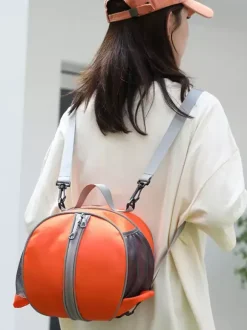 Basketball Sports Bag with Zipper and Shoulder Strap with Pockets