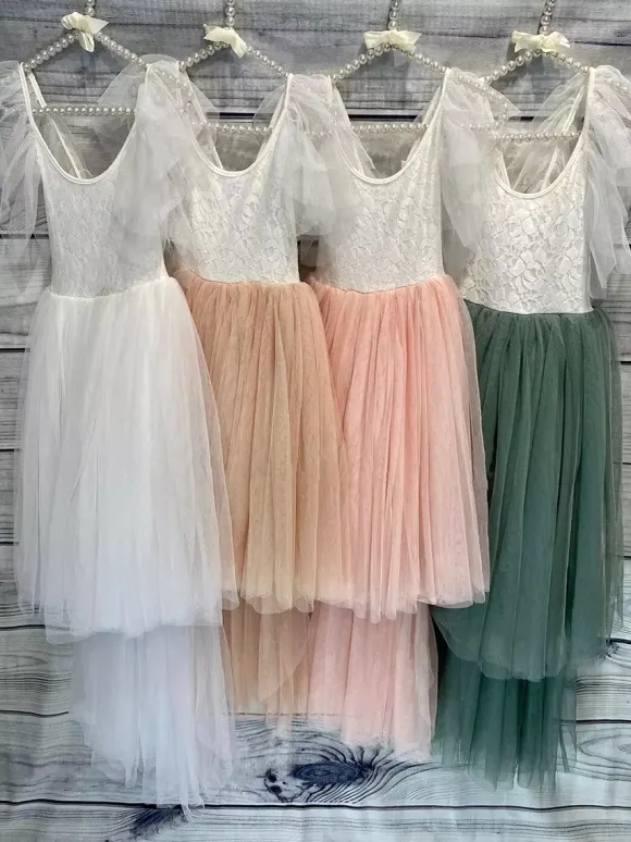Beautiful Boho Rustic Butterfly Cyan Tulle Sleeveless Jewel Neck Flower Girl Dresses