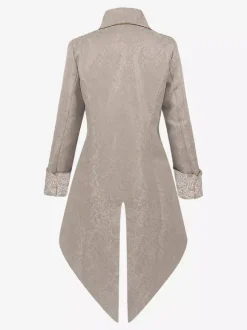 Beige Retro Victorian Steampunk Lace Long Sleeves Tailcoat Jacket