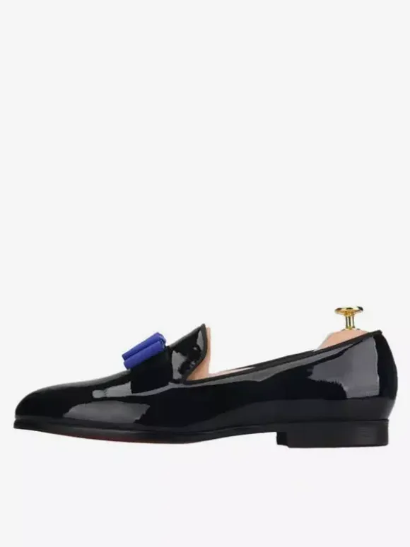 Belgian Loafer Shoes For Men Patent PU Upper Flowers Artwork Slip-On Prom Party Wedding Shoes