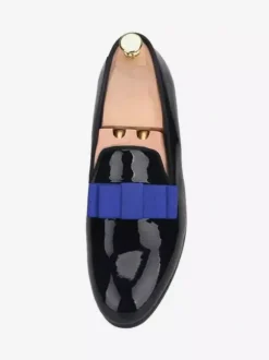 Belgian Loafer Shoes For Men Patent PU Upper Flowers Artwork Slip-On Prom Party Wedding Shoes