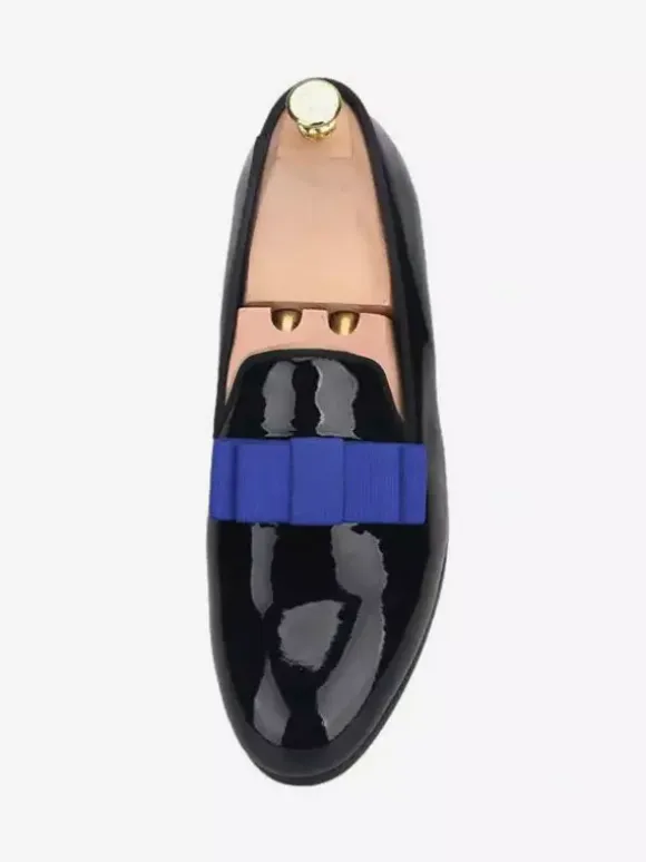 Belgian Loafer Shoes For Men Patent PU Upper Flowers Artwork Slip-On Prom Party Wedding Shoes