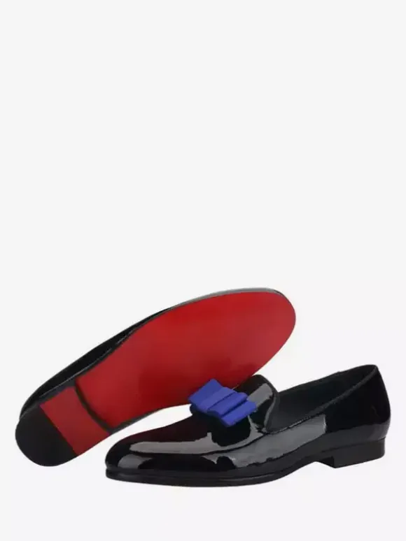 Belgian Loafer Shoes For Men Patent PU Upper Flowers Artwork Slip-On Prom Party Wedding Shoes