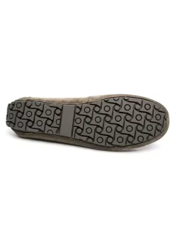 Belgian Loafer Shoes For Men Cosy Suede Leather Bows Slip-On Khaki Casual Flat Shoes