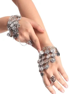 Belly Dance Bracelet Gold Tassels Tiered Slave Bracelet Jewelry Belly Dancing Finger Bracelet
