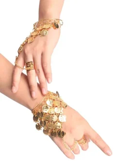 Belly Dance Bracelet Gold Tassels Tiered Slave Bracelet Jewelry Belly Dancing Finger Bracelet