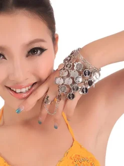 Belly Dance Bracelet Gold Tassels Tiered Slave Bracelet Jewelry Belly Dancing Finger Bracelet