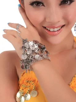 Belly Dance Bracelet Gold Tassels Tiered Slave Bracelet Jewelry Belly Dancing Finger Bracelet