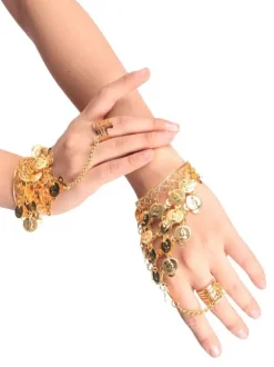 Belly Dance Bracelet Gold Tassels Tiered Slave Bracelet Jewelry Belly Dancing Finger Bracelet