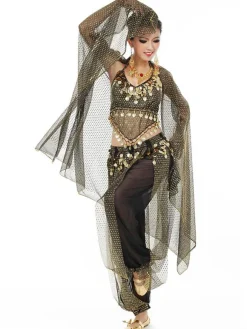 Belly Dance Costume Chiffon Women's Red Bollywood Dance Dress With Scarf