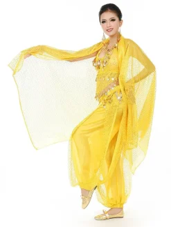 Belly Dance Costume Chiffon Women's Red Bollywood Dance Dress With Scarf