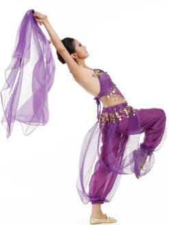 Belly Dance Costume Chiffon Women's Red Bollywood Dance Dress With Scarf