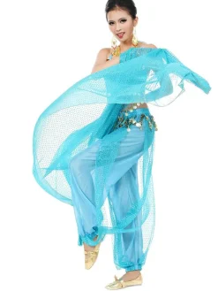 Belly Dance Costume Chiffon Women's Red Bollywood Dance Dress With Scarf